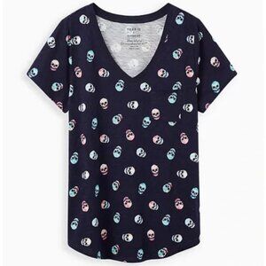 Torrid Navy Skull Heritage Slub Pocket Tee Size 2X